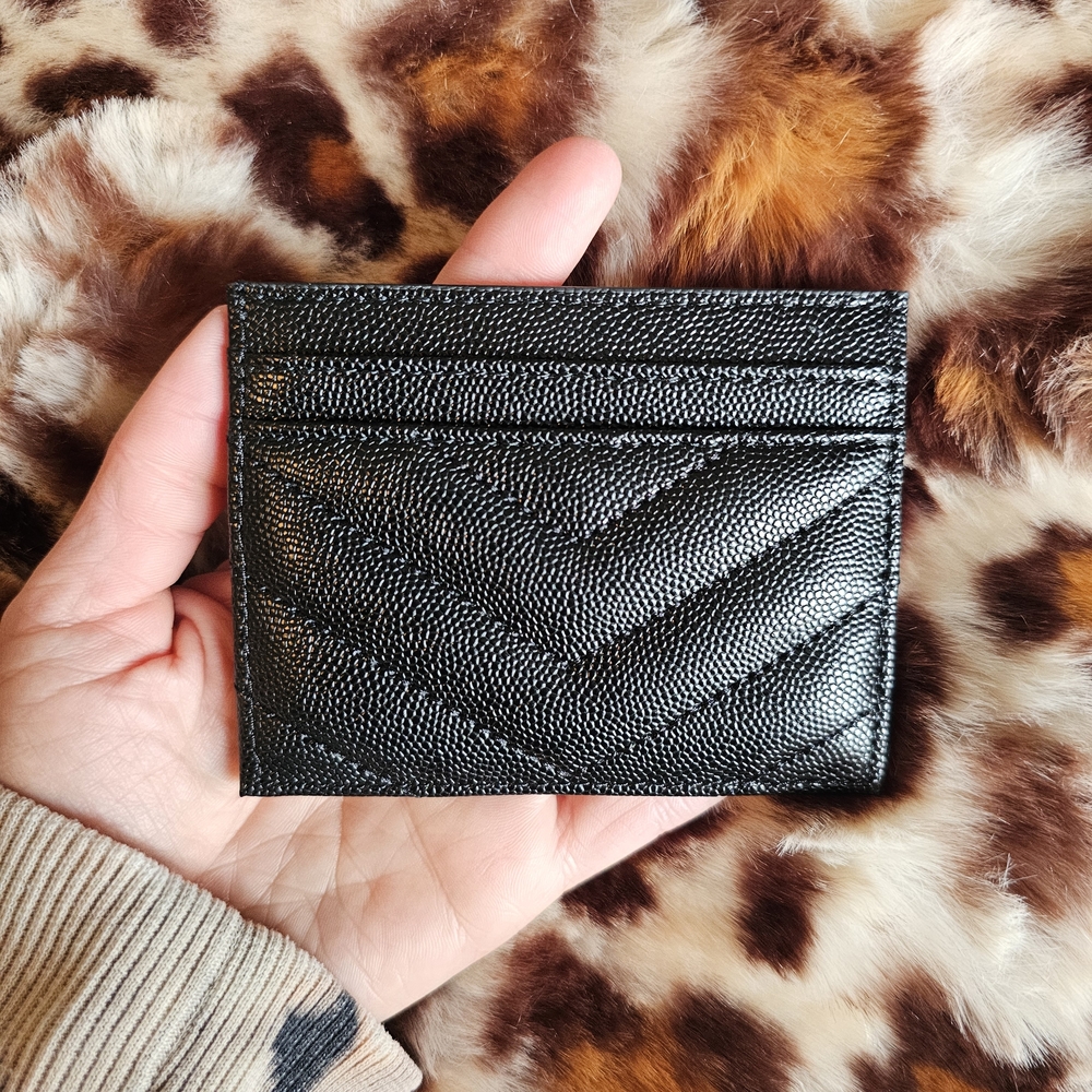 Saint Laurent Black Quilted Card Case with Gold YSL Emblem - Picture 3 of 4